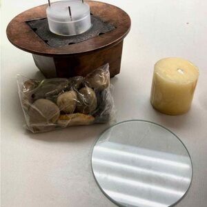 Avon Copper and Cream Candle Holder Set